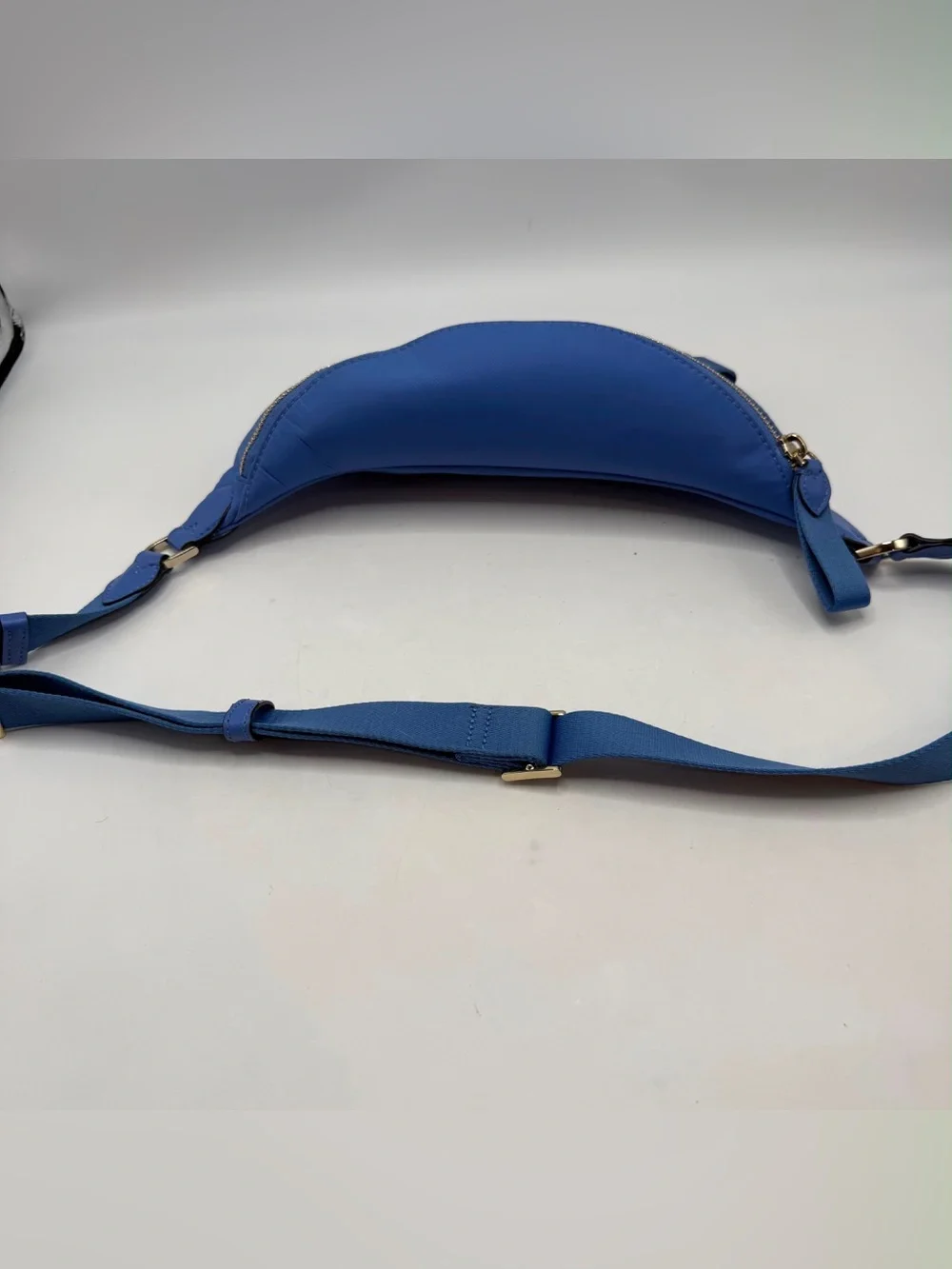 Kate Spade New York Blue Nylon Belt Bag Fanny Pack Waist Crossbody Gold
